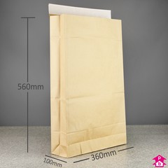 Paper Mailing Bag with Gusset - Jumbo (360mm wide with 100mm gusset x 560mm long, 100 gsm)