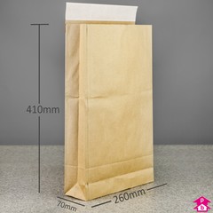 Paper Mailing Bag with Gusset - Large (260mm wide with 70mm gusset x 410mm long, 100 gsm)