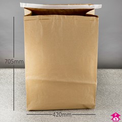 Paper Mailing Sack - Jumbo (420mm wide with 215mm gusset x 705mm long, 140gsm thickness (2 x 70gsm))