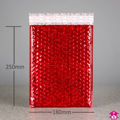 Red C5+ Holographic Bubble Mailing Bag (Internal size 180mm wide x 250mm long (C5 for A5), 190gsm thick)