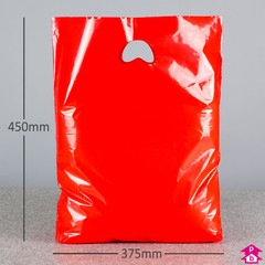 Red Carrier Bag - Medium - 375mm wide x 450mm high x 55 micron thickness, 75mm bottom gusset