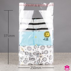 Retail Display Bag - Large T-Shirt (250mm x 375mm + 40mm lip  40mu)
