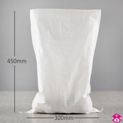 Small white woven polypropylene sack - 300mm wide x 450mm long