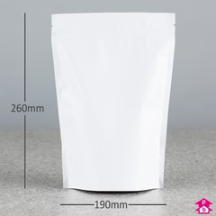 Viva White Stand-Up Pouch (1.3 - 1.4 litre) (190mm wide x 260mm high, with 100mm bottom gusset. 1300-1400ml volume.)