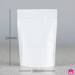 Viva White Stand-Up Pouch (700 - 900ml) (160mm wide x 230mm high, with 90mm bottom gusset. 700-900ml volume.)