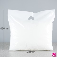 White Carrier Bag - Large - 550mm wide x 450mm high x 55 micron thickness, 75mm bottom gusset
