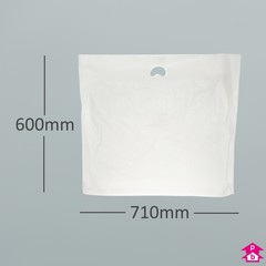 White Carrier Bag - Large - 710mm wide x 600mm high x 45 micron thickness, 100mm bottom gusset