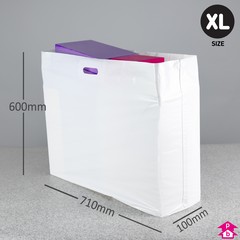 White Carrier Bag - Large (710mm wide x 600mm high x 35 micron thickness, 100mm bottom gusset)