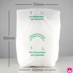 White Compostable Waste Sack (450mm opening to 725mm wide x 850mm long, 17.5 micron thickness. (Approx 75 litres))