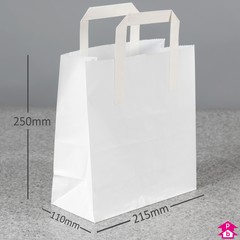 White Paper Carrier Bag - Medium (215mm wide x 110mm gusset x 250mm high, 80gsm)
