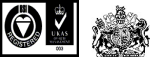 Royal Warrant and ISO logos