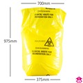 Yellow Clinical Waste Sacks - 15 x 28" x 39" 140 gauge