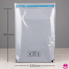 100% Recycled Mailing Bag - 320mm wide x 406mm length, 55 micron thickness. (Small Parcel).