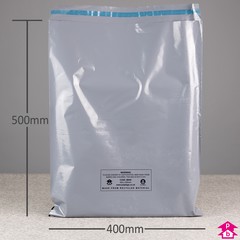 100% Recycled Mailing Bag - 400mm wide x 500mm length, 55 micron thickness. (Medium Parcel A3).