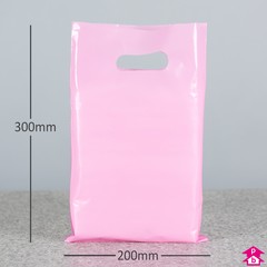 Baby Pink Carrier Bag - Small - 200mm wide x 300mm high x 40 micron thickness