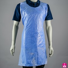 Bib Apron with ties - Blue - 686mm wide (when flat) x 1170mm long, 20 micron thickness