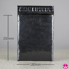 Black C5+ Shiny Bubble Mailing Bag - Internal size 180mm wide x 250mm long (fits A5), 190gsm thick