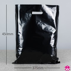 Black Extra Strong Carrier Bag - Medium - 375mm wide x 450mm high x 75 micron thickness