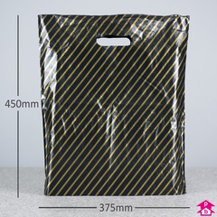 Black & Gold Carrier Bag (15" x 18" + 3" BG  38mu)
