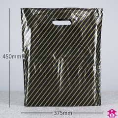 Black & Gold Carrier Bag - 15" x 18" + 3" BG  38mu