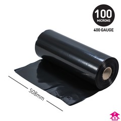 Black Layflat Tubing (20" wide x 400 gauge x 189m long)