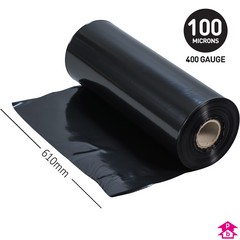 Black Layflat Tubing (24" wide x 400 gauge x 158m long)