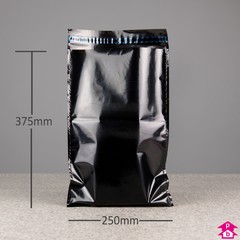 Black Mailing Sack - C4+ (250mm x 375mm x 100 micron (10" x 15" x 400 gauge) + 50mm (2") lip)