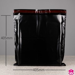 Black Mailing Sack - Large (405mm x 405mm x 100 micron (16" x 16" x 400 gauge) + 50mm (2") lip)