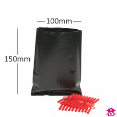 Black Polybag - Small - 100mm x 150mm x 50 micron (4" x 6" x 200 gauge)