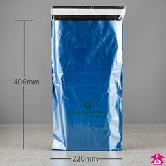 Blue Biodegradable Mailing Bag - 220mm wide x 356mm long x 45 micron thickness