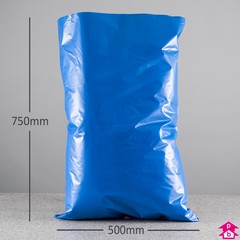 Blue Builders' Sack - Heavy Duty - 500mm wide x 750mm long, 120 micron thickness. (Approx 45 litres, LDPE 25kg)