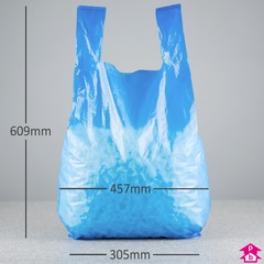 Blue Carrier Bag - Extra Large - 12x18" wide x 24" long  x 23mu