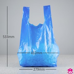 Blue Carrier Bag - Large - 11x17" wide x 21" long  x 20mu