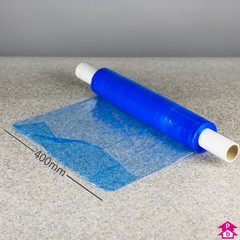 Blue Stretchwrap (Extended Core) - Heavy Duty (400mm wide x 300 metres long, 20 micron thickness (with extended core for handheld use))