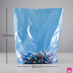 Blue Tint High Tensile Bag (381mm x 508mm x 20 micron (15" x 20" x 80 gauge))