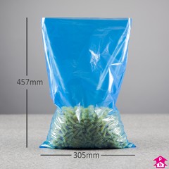 Blue Tint High Tensile Bags - 305mm wide x 457mm long, 20 micron thickness