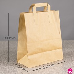 Brown Paper Carrier Bag - Large (250mm wide x 125mm gusset x 300mm high, 80gsm)