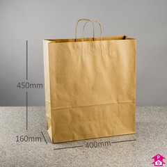 Brown Paper Carrier Bag with Twisted Handle - Extra Large (400mm x 160mm x 450mm (15.75" x 6.25" x 17.75"), 100gsm)