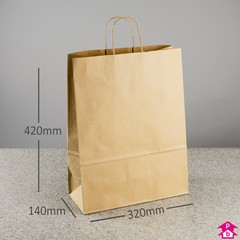 Brown Paper Carrier Bag with Twisted Handle - Large (320mm x 140mm x 420mm (12.5" x 5.5" x 16.5"), 100gsm)