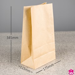 Brown Paper Grocery Bag - Large - 175mm wide x 115mm gusset x 345mm high, 70 gsm.