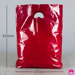 Burgundy Carrier Bag - Medium - 375mm wide x 450mm high x 55 micron thickness, 75mm bottom gusset