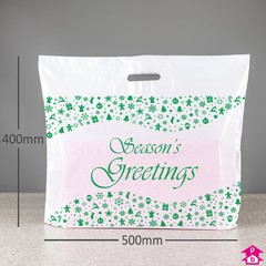 Carrier Bag with Printed Christmas Design (500mm wide x 400mm high x 55 micron thickness, with 90mm bottom gusset)