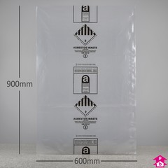 Clear Asbestos Waste Sacks - Outer Bag - 24" wide x 36" long, 200 gauge thickness. (Outer bag, Max filled weight 20kg)