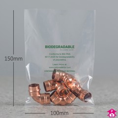 Clear Biodegradable Bag (30% Recycled) - 100mm x 150mm x 40 micron (4" x 6" x 160 gauge)