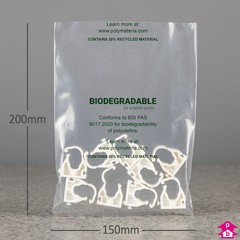 Clear Biodegradable Bag (30% Recycled) - 150mm x 200mm x 40 micron (6" x 8" x 160 gauge)
