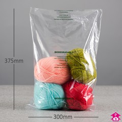 Clear Biodegradable Bag (30% Recycled) - 300mm x 375mm x 40 micron (12" x 15" x 160 gauge)