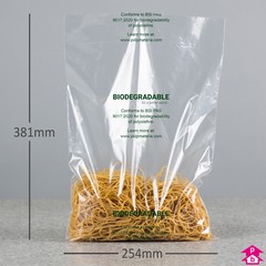 Clear Biodegradable Bag - 254mm x 381mm x 37.5 micron (10" x 15" x 150 gauge)