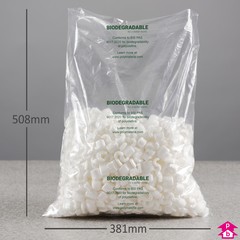 Clear Biodegradable Bag - 381mm x 508mm x 37.5 micron (15" x 20" x 150 gauge)