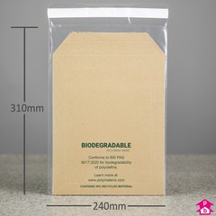 Clear Biodegradable Mailing Bag (30% Recycled) (240mm wide x 310mm long x 40 micron thickness)