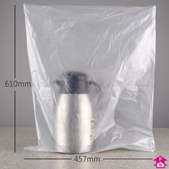 Clear High Tensile Bag - 457mm wide x 610mm long, 21 micron thickness